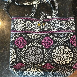 Vera Bradley Pink and Black Floral Tote Bag